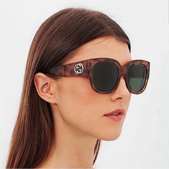 NEW GUCCI HAVANA GREEN EYEWEAR GUCCI ROUND WOMEN SUNGLASSES - Picture 3 of 5